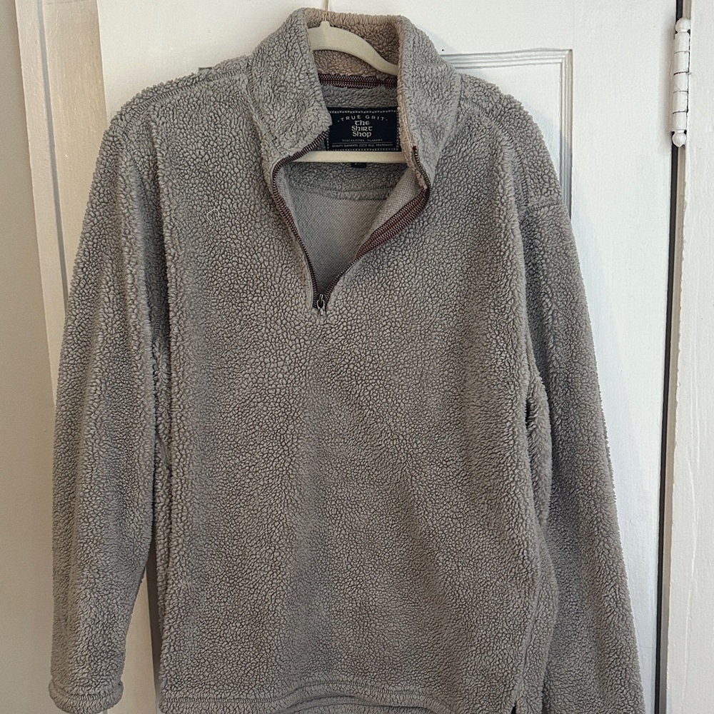 Men's True Grit Gray Quarter-Zip Sherpa Pullover Sweater